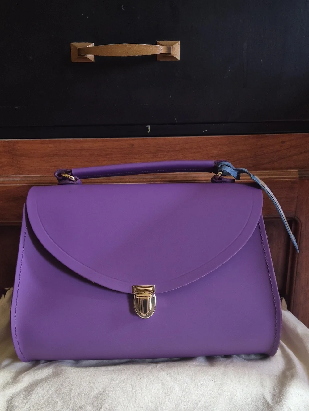 NWT Cambridge Satchel Company Purple Poppy Top-Handle Satchel with Gold Hardware